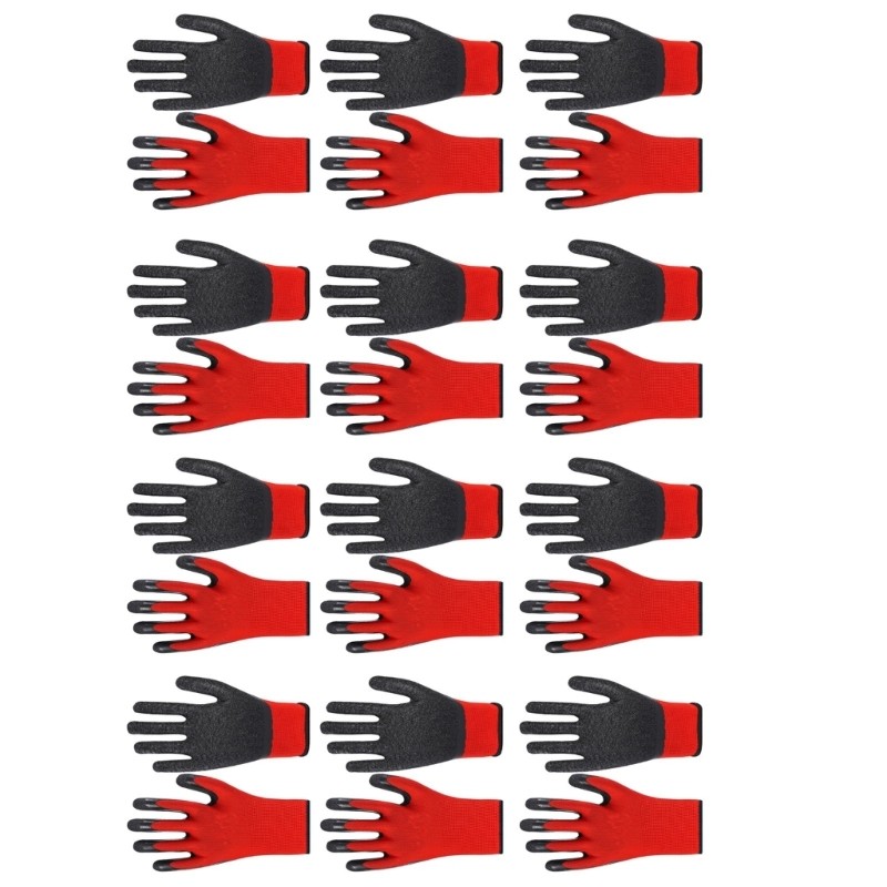 Rubberized Work Gloves Nonslip Surfaces Reinforced for Mechanics Construction