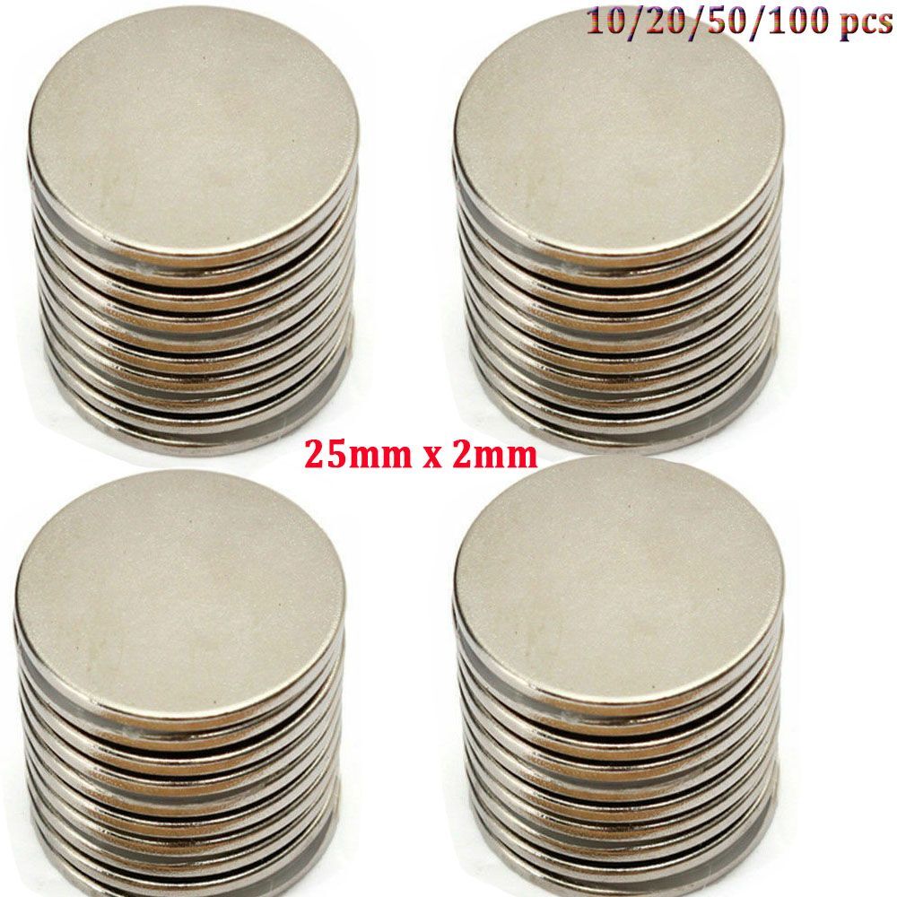 100pcs Neodymium Magnet Round Disc N35 Super Strong Rare Earth Thin Tiny 25x2mm