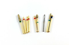Dental Golden Diamond Burs SS Handle For Polish Reverse Preparation Kit 9pcs/Box