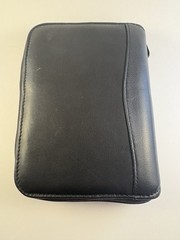 Franklin Covey Black Nappa Leather Compact Planner Organizer Binder 7 in Zipper