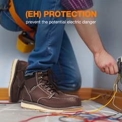 NINGO Men’s Steel/Soft Toe Work Boots Waterproof Leather Industrial Safety Boots