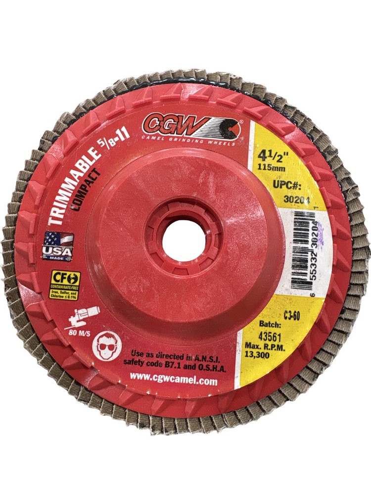 CGW ABRASIVES Flap Disc 4.1/2X5/8-11 60G C3 TRIM
