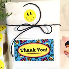 Business Cards Thank You Business Cards, Tags Blue Yellow Flowers 3.5×2″
