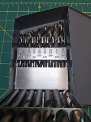 Drill Bit Set Index 1/16 to 1/2 HSS Set Vintage Huot Steel Case (INCOMPLETE)