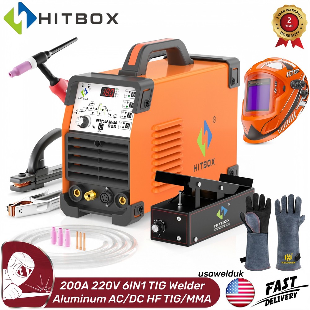 HF Aluminum Tig Welder AC/DC Pulse MMA Tig Welding Machine 200A 220V &Foot Pedal