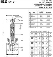 HAMMOND IB629 Bronze Gate Valve 1″ NPT Thread Ends 150-SWP / 300-WOG *USA*
