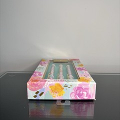 Clementine Pen Set of 3. Colorful Floral in Bloom. Black Ink. Rose Designer. NWT