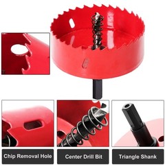 4 Inch Hole Saw with Arbor HSS Mandrels M42 Bi-Metal Red