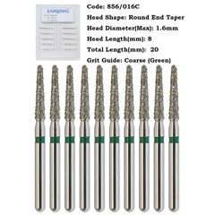 Dental Diamond Burs FG Friction Grip High Speed Football Round End Taper 856 368