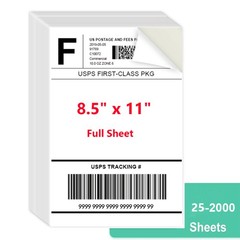 8.5″ x 11″ Full Sheets Address Shipping Sticker Paper for Laser & InkJet Printer