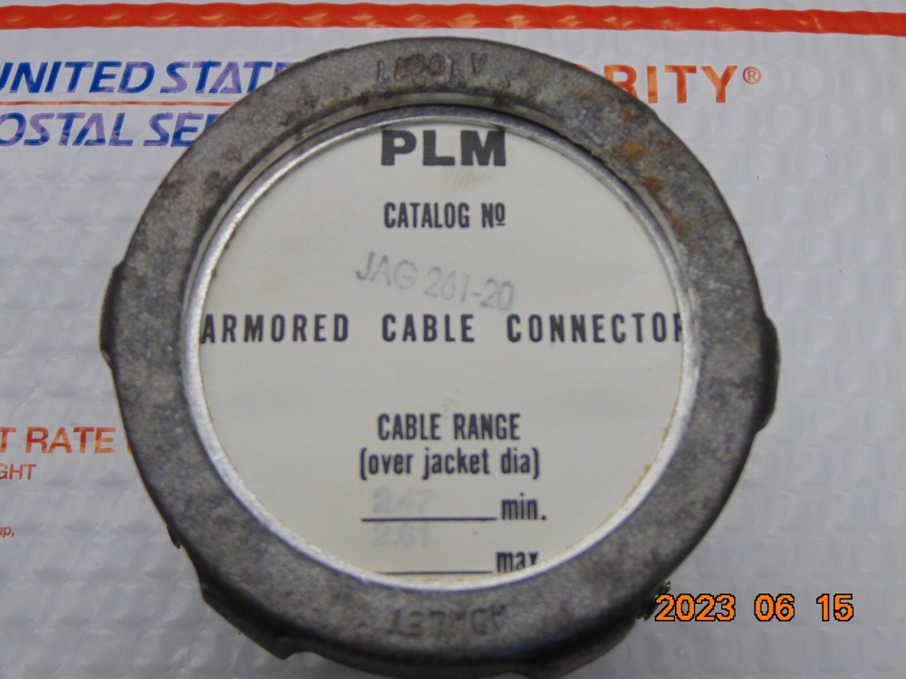 PLM JAG261-20 ARMORED CABLE CONNECTOR – CABLE RANGE 2.47-2.61 – NEW