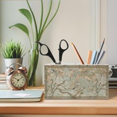 HYKDFMNCJ Vintage Chinoiserie Cherry Blossom Bird Pen Holder for Desk,…