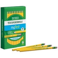 Ticonderoga My First Wood-Cased Pencils, 2 HB, 36 Count (Pack of 1), Yellow