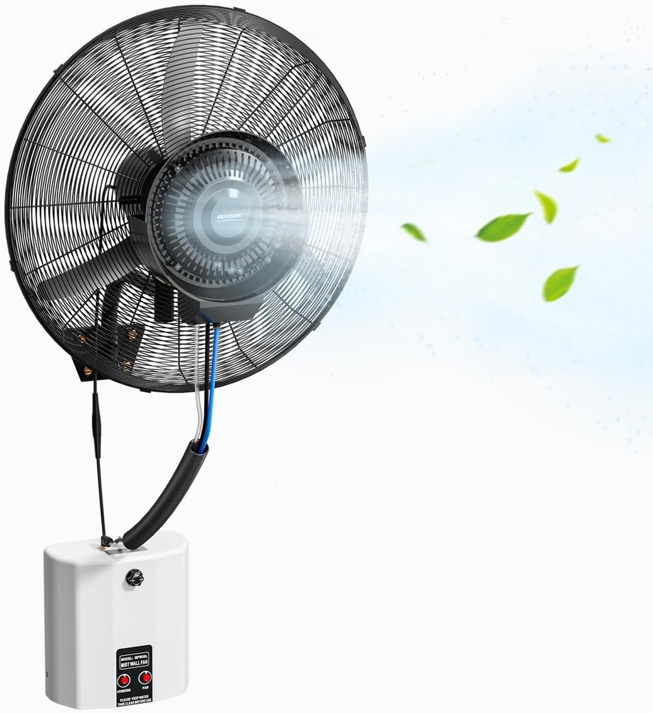 20″ Wall Mount Misting Fan, 4-Speeds Industrial Oscillating Fan w/6L Water Tank