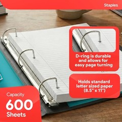 Heavy-Duty 3-Inch D-Ring Binder, Teal – Large Capacity 3-Ring Binder with Poc…