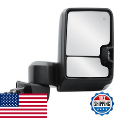 Longling Passenger Right Side Door Towing Mirror Power Heated Glass Blis Chrome