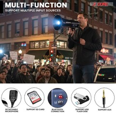5 Core Megaphone 50W Bluetooth Rechargeable Portable Bullhorn 1100 Yards w LED