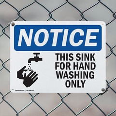 (2 Pack) This Sink For Hand Washing Only With Symbol OSHA Notice Sign Decal