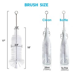 Bottle Brush – Ideal for Cleaning Narrow Neck Swing Top Glass, B-white+1pack