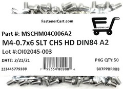 (50) M4-0.7 x6 Stainless Steel Slotted Cheese Head Machine Screw DIN84 A2 M4x6