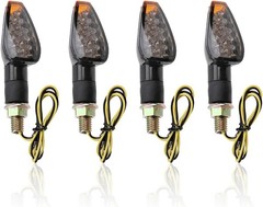 4PCS Motorcycle Turn Signals, Smoked Black Shell 14LED Front and Rear Blinkers w