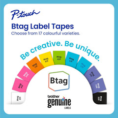 Genuine P-Touch Btag BTAG231 Black on White Label Tape ~1/2In by 13.1Ft (12Mm X