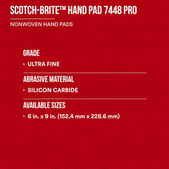 3M SB 7448 PRO Hand Pad 6 in x 9 in Hand Sanding Pad, Free Shipping, 3 bx