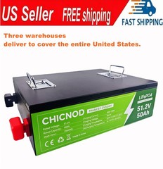 2560Wh 51.2V 50Ah Lithium LiFePO4 Battery 50A BMS Golf Cart UPS Solar Off-Grid
