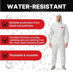 LAUCO White Polyester Reusable & Washable Paint Coverall Spray Suit With Hood