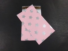 10 – 500 6×9 SILVER STARS Poly Mailers Lightweight Pink Shipping Bags