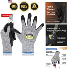 Level 5 Cut Resistant Gloves Cru553, 3D-Comfort Fit, Firm Grip, Thin & Lightw…