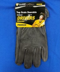 TILLMAN 866M DRIVERS GLOVES MEDIUM Top Grain Deerskin Premium Black
