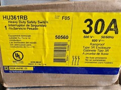 New Square D HU361RB 30A 600V 3 Pole Non-Fused NEMA 3R Disconnect Switch