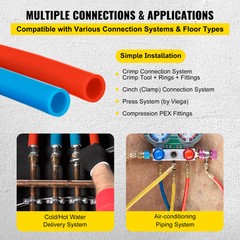 1/2″ 2 X 100ft Red & Blue PEX Tubing For Potable Water w/ Cutter & Clamp