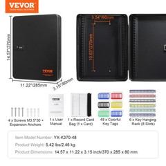 VEVOR 48-Key Cabinet Key Safe with Combination Lock & Keys Adjustable Racks