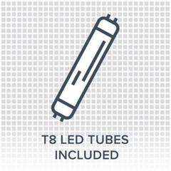 6 Bulb Lamp T8 LED High Bay Light 4 ft. 5000K Multi-Volt Commercial Damp Rated