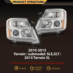 Headlights GMC Terrain 2010-2015 209150009 Clear Lens Chrome Amber Reflector
