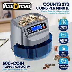 USD Coin Sorter Coin Counter Wrapper and Roller 270 Coins/min LCD Display