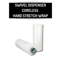 8 Roll 18″ x 2000′ (32 Ga) Coreless Stretch Hand Wrap With Swivel Handle, Clear