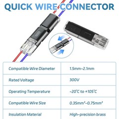 60Pcs Double Wire Plug in Connector, Quick Connect Wire Connectors with Locking