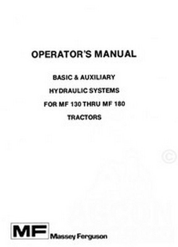 Massey Ferguson 130 135 165 Hydraulic Operators Manual