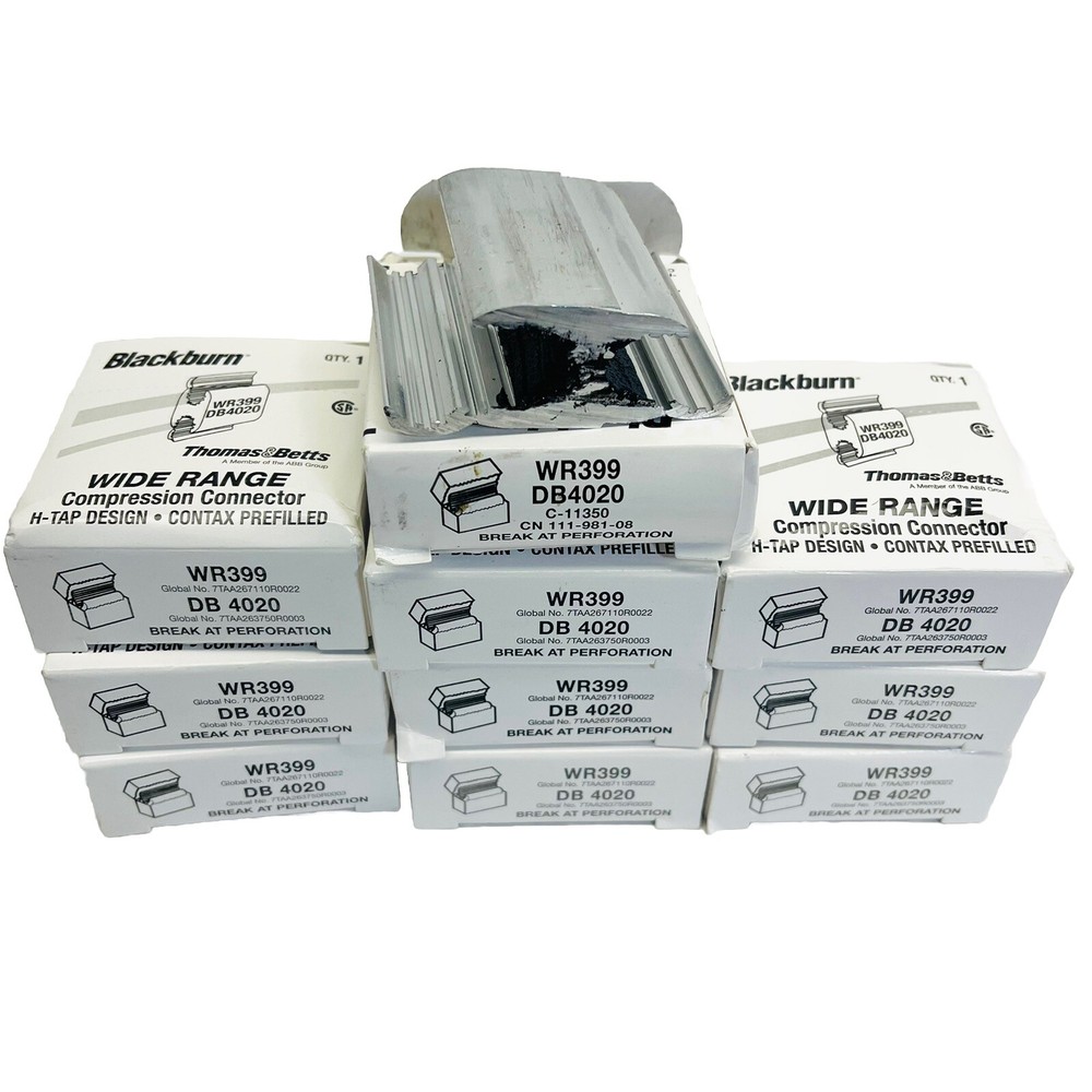 (LOT OF 10 THOMAS & BETTS BLACKBURN WR399 WIDE RANGE COMPRESSION CONNECTOR H-TAP
