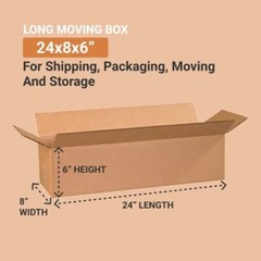 25 Pack Shipping Corrugated Cardboard Boxes Long 24″L x 8″W x 6″H, for Packing