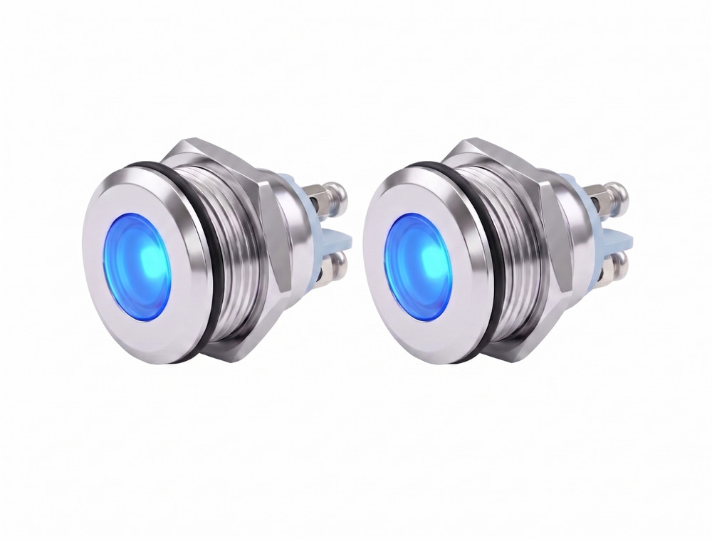 Alpinetech 2PCS PL-12 12mm 12V LED Metal Indicator Pilot Dash Light