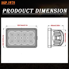 Agp.1978 40W Flood Offroad Led Work Light 12V Skid Steer Headlight 6000K