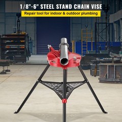 Uimoso 6″ Tripod Pipe Chain Vise Stand w/ Foldable Steel Legs & Rubber Mounts