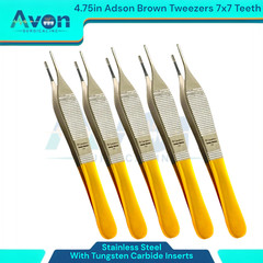 4.75″ Adson Brown Thumb Forceps with Tungsten Carbide Insert Jaws, 7×7, Premium