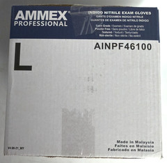 [NEW] (AINPF46100) AMMEX Professional Indigo Nitrile Exam Gloves, Powder-Free, L