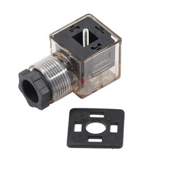 DIN 43650 AC Type-A 3 Prong Solenoid Connector Plug LED Indicator 110 V 220 VAC