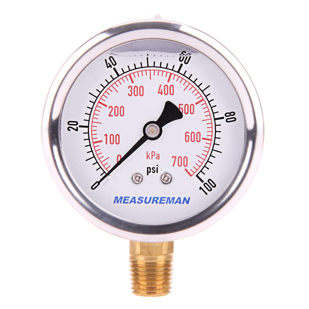 0-100 Psi/Kpa Water Pressure Gauge, Glycerin Filled,Psi Gauge